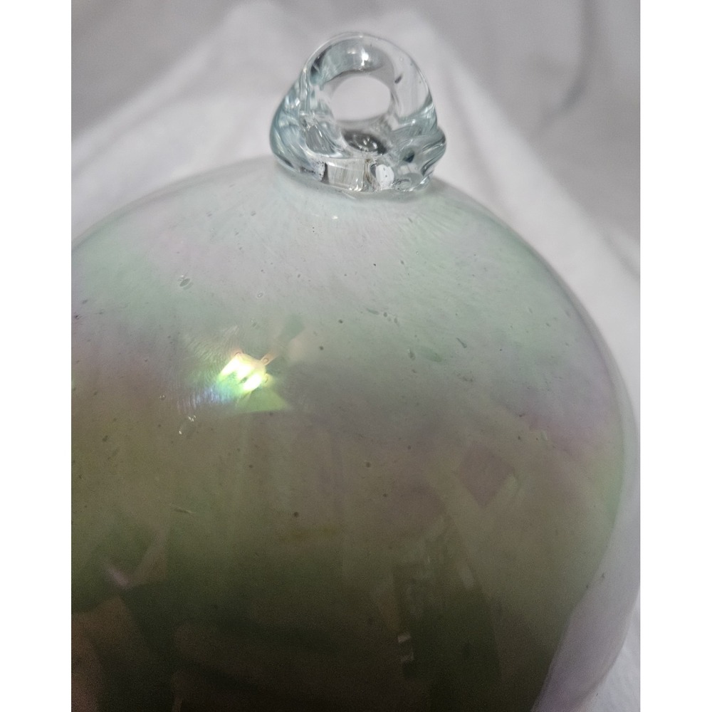 Christmas Ornament Hand Blown Glass Iridescent Angel Aura Glass Loop Pearl Heavy - Picture 6 of 10